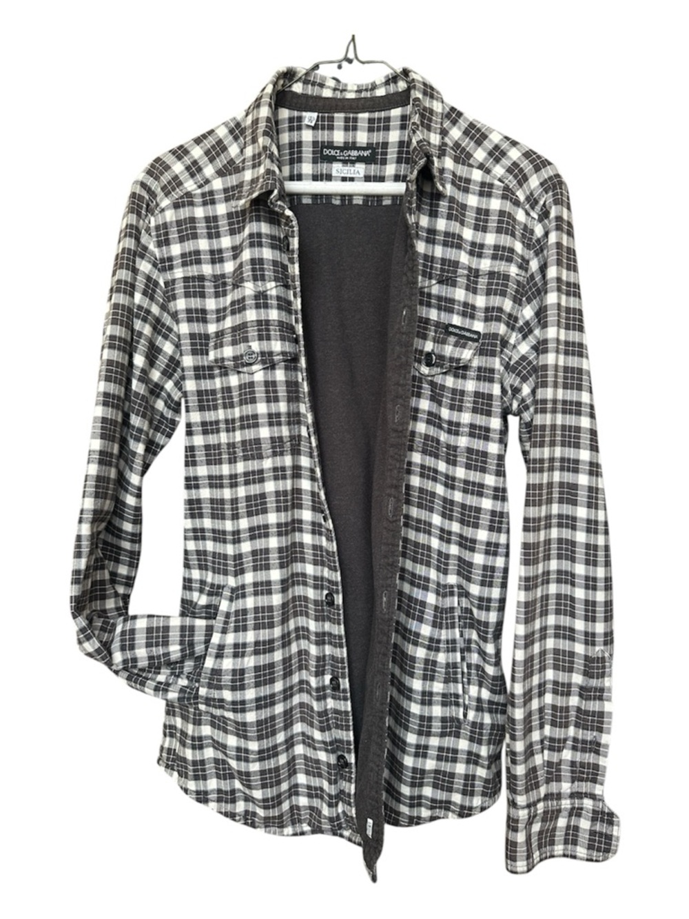 Dolce & Gabbana Black and White Plaid Lightweight Shirt Jacket Shacket